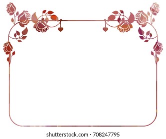 Mosaic frame with stylized roses silhouettes. Vector clip art.