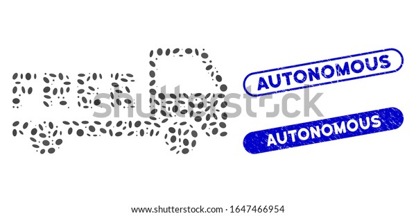 Mosaic free\
delivery and distressed stamp seals with Autonomous caption. Mosaic\
vector free delivery is composed with scattered elliptic dots.\
Autonomous stamp seals use blue\
color,