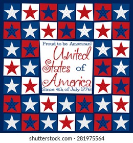 Mosaic funky Independence Day card in vector format.
