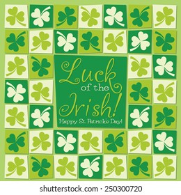 Mosaic funky St. Patrick's Day card in vector format.