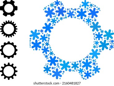 Icono del volante de mosaico está diseñado para invierno, Año Nuevo, Navidad. El mosaico de iconos de la rueda de la dirección está formado por elementos de nieve azul claro. Se agregan algunos iconos similares.