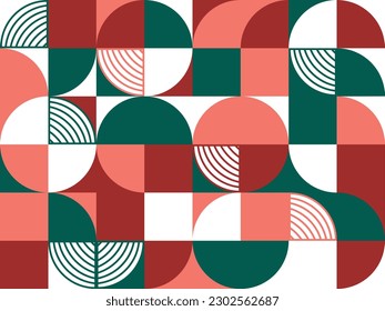 mosaic geometric elegant background, red, green and white vector pattern