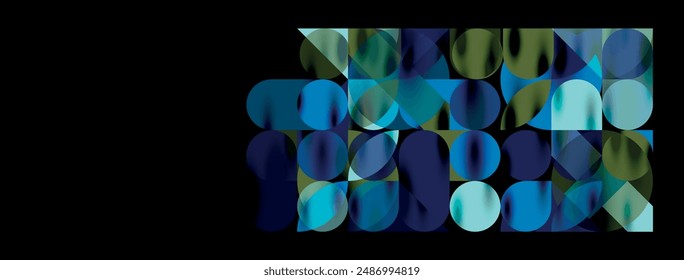 Mosaic geometric elements. Colorful circles, round geometric shapes and lines with shadow 3d effects. Simple forms abstract background for wallpaper, banner, template or landing