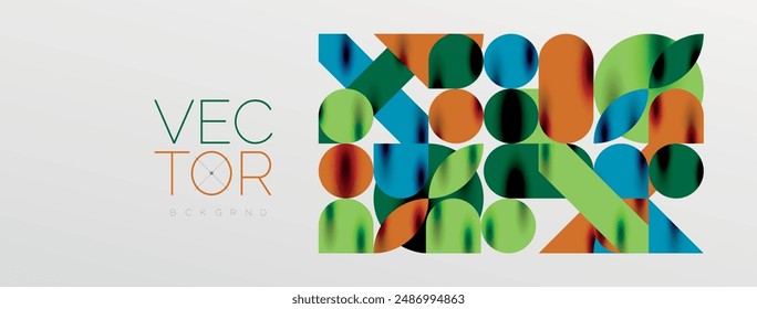 Mosaic geometric elements. Colorful circles, round geometric shapes and lines with shadow 3d effects. Simple forms abstract background for wallpaper, banner, template or landing