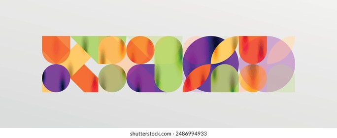 Mosaic geometric elements. Colorful circles, round geometric shapes and lines with shadow 3d effects. Simple forms abstract background for wallpaper, banner, template or landing
