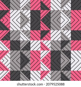 A mosaic of geometric figures. Seamless pattern. Design with manual hatching. Textile. Ethnic boho ornament. Vector illustration for web design or print.