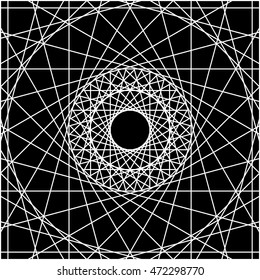 Mosaic geometric lack and white lines pattern, background, texture