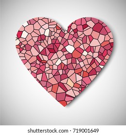 Mosaic, Geometric, low poly Heart to Day of Lovers. Vector illustration of Love.