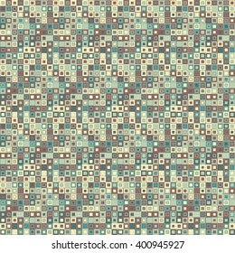 Mosaic geometric seamless pattern. The elements have a square shape and different color. Useful as design element for texture and artistic compositions.