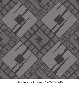 Mosaic with geometric shapes. Design with manual hatching.  Geometry. Seamless pattern. Textile. Ethnic boho ornament. Vector illustration for web design or print.