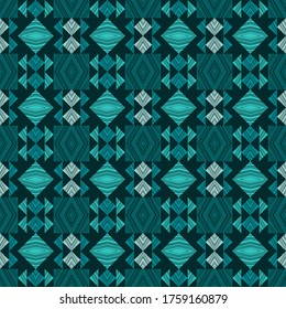 Mosaic with geometric shapes. Geometry. Seamless pattern. Design with manual hatching. Ethnic boho ornament. Vector illustration for web design or print.