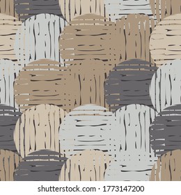 Mosaic with geometric shapes. Geometry. Seamless pattern. Design with manual hatching. Textile. Ethnic boho ornament. Vector illustration for web design or print.