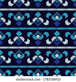 Mosaic with geometric shapes. Geometry. Seamless pattern. Design with manual hatching. Textile. Ethnic boho ornament. Vector illustration for web design or print.