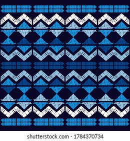 Mosaico con formas geométricas. Geometría. Patrón sin foco. Diseño con eclosión manual. Textil. Ornamento étnico de boho. Ilustración vectorial para diseño web o impresión.