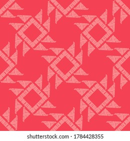 Mosaico con formas geométricas. Geometría. Patrón sin foco. Diseño con eclosión manual. Textil. Ornamento étnico de boho. Ilustración vectorial para diseño web o impresión.