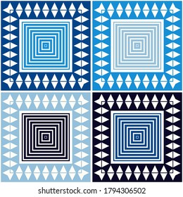 Mosaic with geometric shapes. Geometry. Seamless pattern. Design with manual hatching. Textile. Ethnic boho ornament. Vector illustration for web design or print.