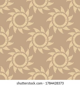 Mosaic with geometric shapes. Polka dots. Seamless pattern. Design with manual hatching. Textile. Ethnic boho ornament. Vector illustration for web design or print.