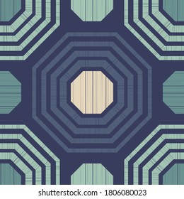 Mosaic with geometric shapes. Seamless background. Design with manual hatching. Textile. Ethnic boho pattern. Vector illustration for web design or print.