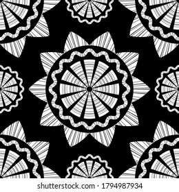 Mosaico con formas geométricas. Patrón sin foco. Diseño con eclosión manual. Textil. Ornamento étnico de boho. Ilustración vectorial para diseño web o impresión.