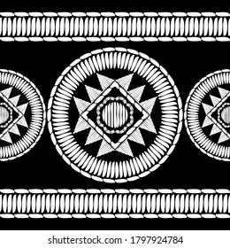 Mosaik mit geometrischen Formen. Nahtloses Muster. Design mit manueller Schraffur. Textil. Ethnische Boho-Ornament. Vektorgrafik für Webdesign oder Print.