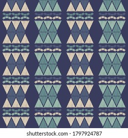 Mosaico con formas geométricas. Patrón sin foco. Diseño con eclosión manual. Textil. Ornamento étnico de boho. Ilustración vectorial para diseño web o impresión.
