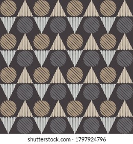 Mosaico con formas geométricas. Patrón sin foco. Diseño con eclosión manual. Textil. Ornamento étnico de boho. Ilustración vectorial para diseño web o impresión.
