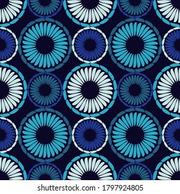 Mosaic with geometric shapes. Seamless pattern. Design with manual hatching. Textile. Ethnic boho ornament. Vector illustration for web design or print.