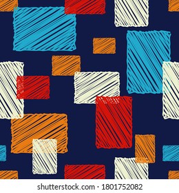 Mosaico con formas geométricas. Patrón sin foco. Diseño con eclosión manual. Textil. Ornamento étnico de boho. Ilustración vectorial para diseño web o impresión.