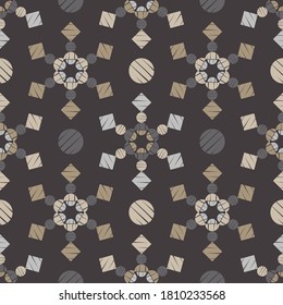 Mosaico con formas geométricas. Patrón sin foco. Diseño con eclosión manual. Textil. Ornamento étnico de boho. Ilustración vectorial para diseño web o impresión.