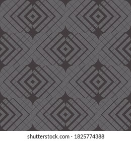 Mosaic with geometric shapes. Seamless pattern. Design with manual hatching. Textile. Ethnic boho ornament. Vector illustration for web design or print.