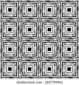 Mosaic with geometric shapes. Seamless pattern. Design with manual hatching. Textile. Ethnic boho ornament. Vector illustration for web design or print.