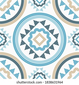 Mosaico con formas geométricas. Patrón sin foco. Diseño con eclosión manual. Textil. Ornamento étnico de boho. Ilustración vectorial para diseño web o impresión.