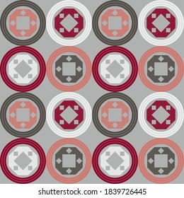 Mosaic with geometric shapes. Seamless pattern. Design with manual hatching. Textile. Ethnic boho ornament. Vector illustration for web design or print.