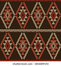 Mosaic with geometric shapes. Seamless pattern. Textile. Ethnic boho ornament. Vector illustration for web design or print.