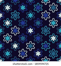 Mosaic with geometric shapes. Seamless pattern. Design with manual hatching. Textile. Ethnic boho ornament. Vector illustration for web design or print.