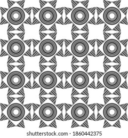 Mosaic with geometric shapes. Seamless pattern. Design with manual hatching. Textile. Ethnic boho ornament. Vector illustration for web design or print.