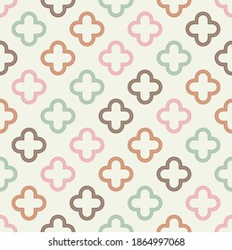 Mosaic with geometric shapes. Seamless pattern. Design with manual hatching. Textile. Ethnic boho ornament. Vector illustration for web design or print.