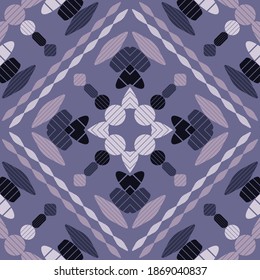 Mosaico con formas geométricas. Patrón sin foco. Diseño con eclosión manual. Textil. Ornamento étnico de boho. Ilustración vectorial para diseño web o impresión.
