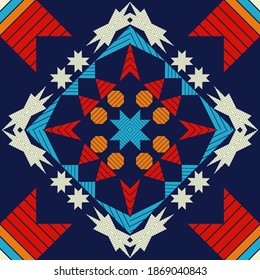 Mosaico con formas geométricas. Patrón sin foco. Diseño con eclosión manual. Textil. Ornamento étnico de boho. Ilustración vectorial para diseño web o impresión.