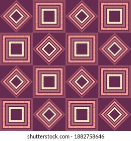 Mosaic with geometric shapes. Seamless pattern. Design with manual hatching. Textile. Ethnic boho ornament. Vector illustration for web design or print.