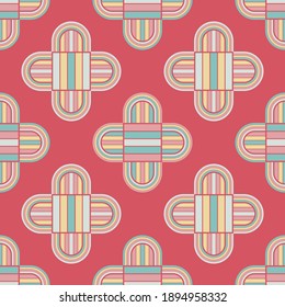 Mosaik mit geometrischen Formen. Nahtloses Muster. Design mit manueller Schraffur. Textil. Ethnische Boho-Ornament. Vektorgrafik für Webdesign oder Print.