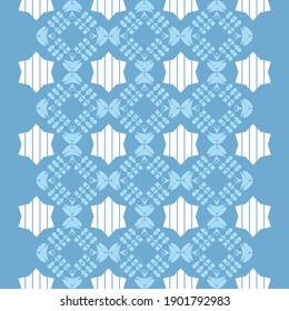 Mosaic with geometric shapes. Seamless pattern. Design with manual hatching. Textile. Ethnic boho ornament. Vector illustration for web design or print.