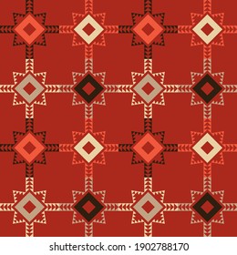 Mosaico con formas geométricas. Patrón sin foco. Diseño con eclosión manual. Textil. Ornamento étnico de boho. Ilustración vectorial para diseño web o impresión.