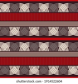 Mosaic with geometric shapes. Seamless pattern. Design with manual hatching. Textile. Ethnic boho ornament. Vector illustration for web design or print.