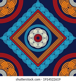 Mosaico con formas geométricas. Patrón sin foco. Diseño con eclosión manual. Textil. Ornamento étnico de boho. Ilustración vectorial para diseño web o impresión.