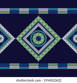 Mosaic with geometric shapes. Seamless pattern. Design with manual hatching. Textile. Ethnic boho ornament. Vector illustration for web design or print.
