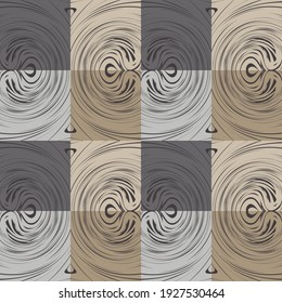 Mosaic with geometric shapes. Seamless pattern. Design with manual hatching. Textile. Ethnic boho ornament. Vector illustration for web design or print.