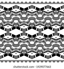 Mosaic with geometric shapes. Seamless pattern. Design with manual hatching. Textile. Ethnic boho ornament. Vector illustration for web design or print.