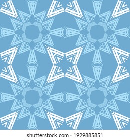 Mosaic with geometric shapes. Seamless pattern. Design with manual hatching. Textile. Ethnic boho ornament. Vector illustration for web design or print.