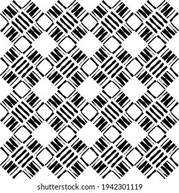 Mosaic with geometric shapes. Seamless pattern. Design with manual hatching. Textile. Ethnic boho ornament. Vector illustration for web design or print.